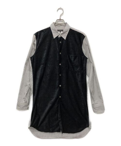 COMME des GARCONS HOMME PLUS（コムデギャルソンオムプリュス）COMME des GARCONS HOMME PLUS (コムデギャルソンオムプリュス) ベロア切替シャツ ブラック サイズ:Sの古着・服飾アイテム