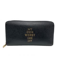 CELINE（セリーヌ）の古着「MY OWN WORST ENEMY　ラウンドジップウォレット 長財布」｜ブラック