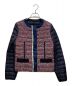 MONCLER（モンクレール）の古着「OSSAU ツイード 切替 ダウンジャケット C10934594680」｜ネイビー×レッド