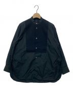 LOEFFロエフ）の古着「コットンピンタックバンドカラーシャツ」｜ブラック