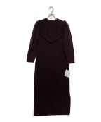 HER LIP TOハーリップトゥ）の古着「Belted Ruffle Cable-Knit Dress」｜ブラウン