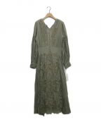 Ameri VINTAGEアメリヴィンテージ）の古着「MEDI EMBROIDERY TULLE LACE DRESS」｜オリーブ