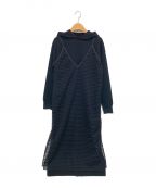 Ameriアメリ）の古着「MESH LAYERED HOODED KNIT DRESS」｜ブラック