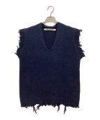 PERVERZEパーバーズ）の古着「Crash Boxy Knit Vest」｜ネイビー