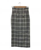 HER LIP TOハーリップトゥ）の古着「Over Check Wool-Blend Skirt」｜ブラック