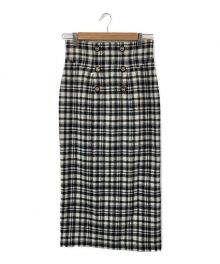 HER LIP TO（ハーリップトゥ）の古着「Over Check Wool-Blend Skirt」｜ブラック