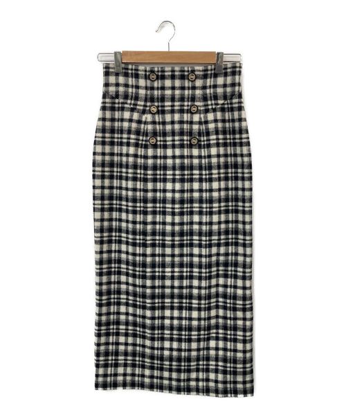 HER LIP TO（ハーリップトゥ）Her lip to (ハーリップトゥ) Over Check Wool-Blend Skirt ブラック サイズ:Sの古着・服飾アイテム