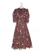 HER LIP TOハーリップトゥ）の古着「autumn floral lace trimmed dress」｜ボルドー