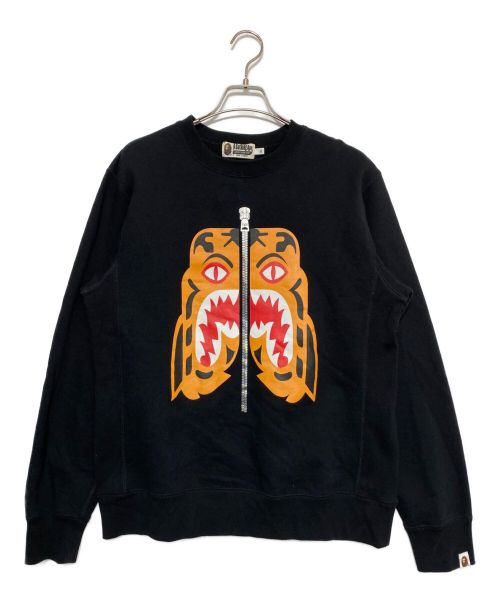 A BATHING APE（アベイシングエイプ）A BATHING APE (ア ベイシング エイプ) TIGER HEAVY WEIGHT CREWNECK ブラック サイズ:XLの古着・服飾アイテム