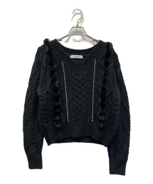 HER LIP TO（ハーリップトゥ）Her lip to (ハーリップトゥ) Shining Cable Knit Pullover ブラック サイズ:Mの古着・服飾アイテム