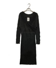 HER LIP TO（ハーリップトゥ）の古着「Wrap-Effect Knit Dress」｜チャコールグレー