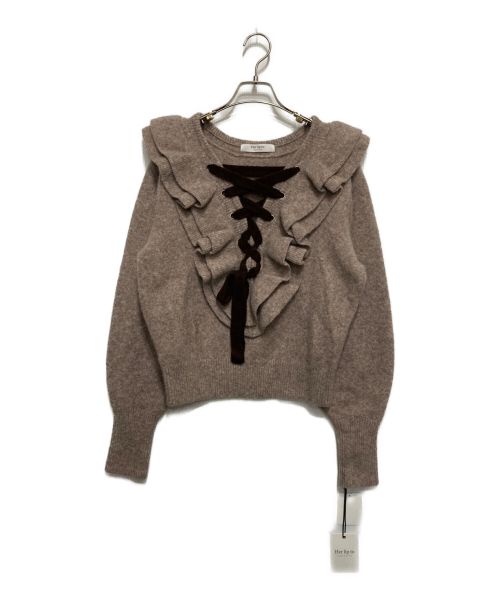 HER LIP TO（ハーリップトゥ）Her lip to (ハーリップトゥ) Lace Up Wool blend Pullover ブラウン サイズ:Freeの古着・服飾アイテム