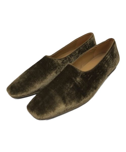 CLANE（クラネ）CLANE (クラネ) VELVET FLAT SHOES　パンプス オリーブ サイズ:38の古着・服飾アイテム