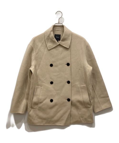 theory（セオリー）theory (セオリー) NEW DIVIDE LUXE/UTL PEACOAT C カシミヤブレンド ミドル丈コート ベージュ サイズ:Mの古着・服飾アイテム