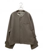 steinシュタイン）の古着「NO COLLAR BELTED JACKET ノーカラー ベルト ジャケット ST.179」｜グレー