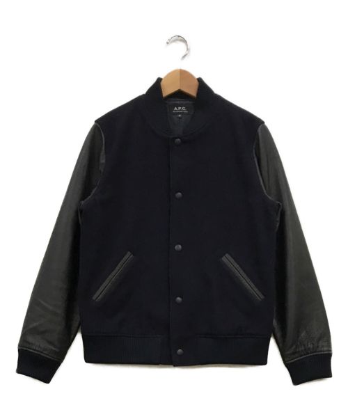 A.P.C.（アーペーセー）A.P.C. (アー・ペー・セー) アームレザースタジャン ネイビー サイズ:Mの古着・服飾アイテム