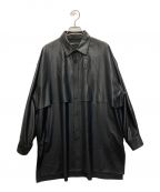 08sircusゼロエイトサーカス）の古着「TWILL LEATHER SHIRT/ツイルレザーシャツ」｜ブラック