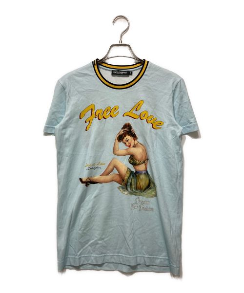 DOLCE & GABBANA（ドルチェ＆ガッバーナ）DOLCE & GABBANA (ドルチェ＆ガッバーナ) プリントTシャツ ライトブルー サイズ:36の古着・服飾アイテム