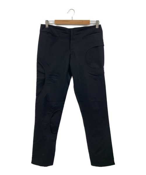 YOHJI YAMAMOTO（ヨウジヤマモト）YOHJI YAMAMOTO (ヨウジヤマモト) WOOL OVAL CUT-OUT TROUSERS ブラック サイズ:2の古着・服飾アイテム