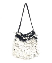 TOM FORD（トムフォード）の古着「Feather Hobo Bag」｜ブラック×ホワイト