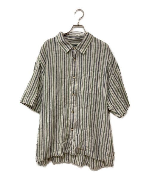 stussy（ステューシー）stussy (ステューシー) ストライプシャツ アイボリー×グリーン サイズ:XLの古着・服飾アイテム