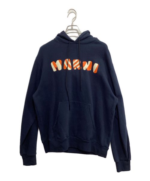 MARNI（マルニ）MARNI (マルニ) ロゴプルオーバーパーカー ネイビー サイズ:50の古着・服飾アイテム