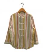 PHEENYフィーニー）の古着「COTTON STRIPE KUNG FU SHIRT」｜ベージュ