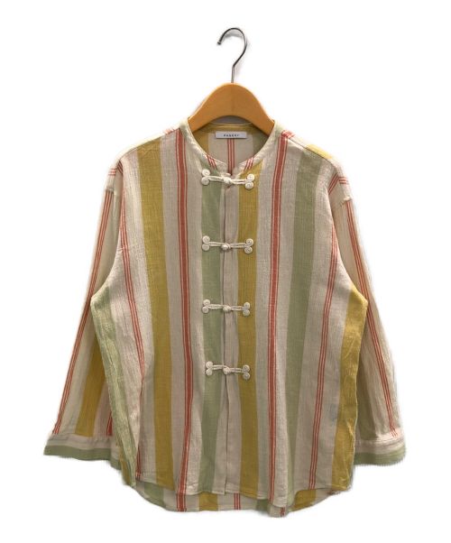 PHEENY（フィーニー）PHEENY (フィーニー) COTTON STRIPE KUNG FU SHIRT ベージュ サイズ:Fの古着・服飾アイテム