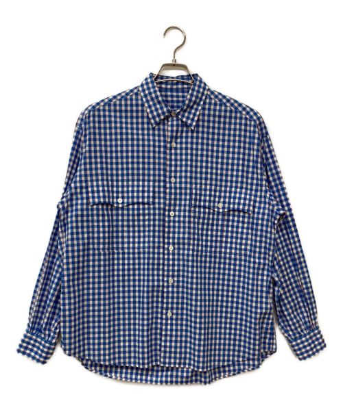 Porter Classic（ポータークラシック）Porter Classic (ポータークラシック) ロールアップギンガムチェックシャツ ブルー サイズ:Sの古着・服飾アイテム