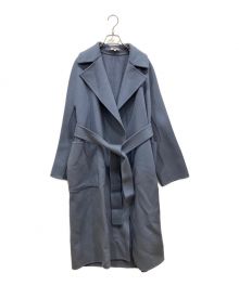 BLAMINK（ブラミンク）の古着「belted wool long coat ベルテッドウールロングコート 7925-299-0250」｜スカイブルー