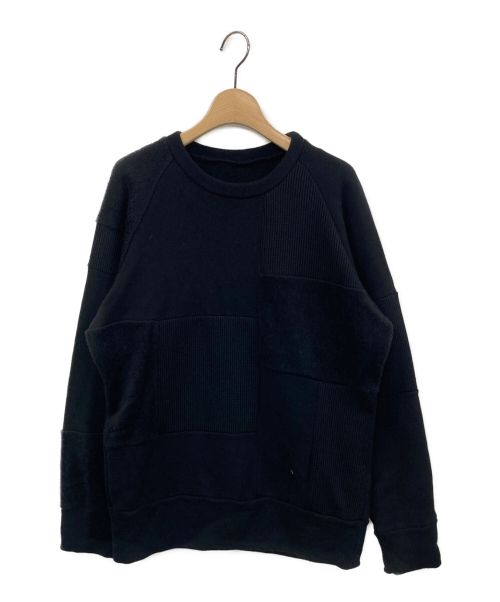 Y's（ワイズ）Y's (ワイズ) CELLULOSE COTTON FLEECE PATCHWORK PULLOVER ブラック サイズ:2の古着・服飾アイテム