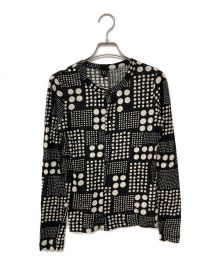 Y's（ワイズ）の古着「POLKA DOT PATCH WORK ROUNDNECK LONG SLEEVE CARDIGAN」｜ブラック