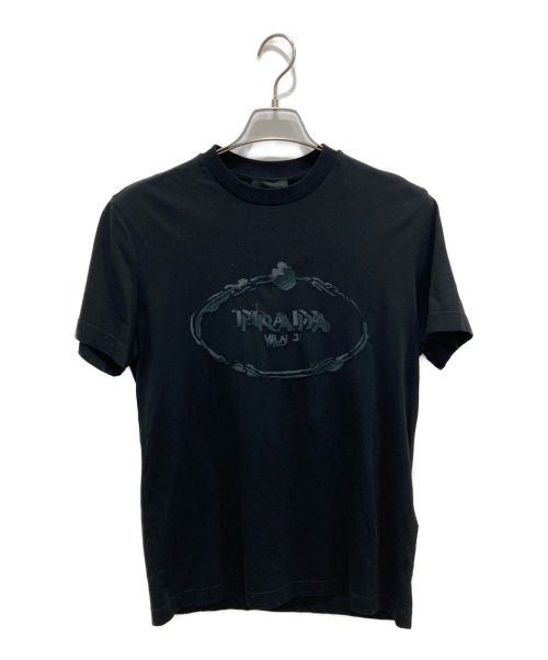 PRADA（プラダ）PRADA (プラダ) ロゴ刺繍Tシャツ ブラック サイズ:Mの古着・服飾アイテム