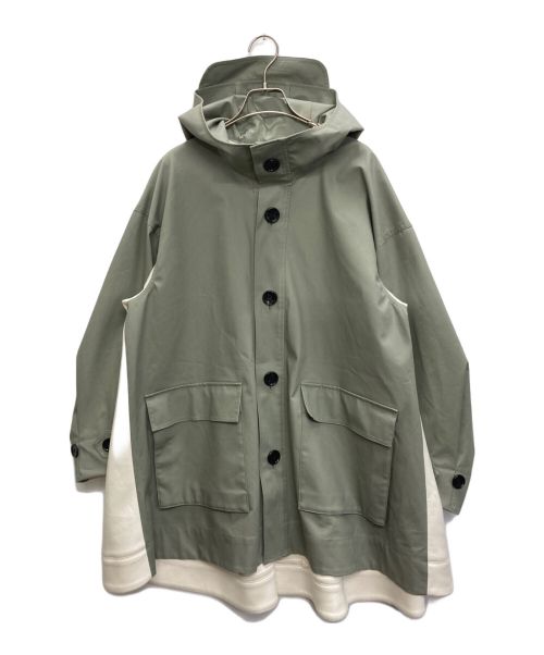 nagonstans（ナゴンスタンス）nagonstans (ナゴンスタンス) 3LAYERED CO POPLIN コンビhooded coat ライトカーキ サイズ:Sの古着・服飾アイテム