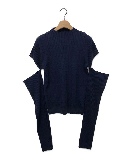 RANDEBOO（ランデブー）RANDEBOO (ランデブー) Charm cut cable knit ネイビー サイズ:Fの古着・服飾アイテム