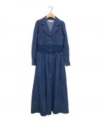 HER LIP TOハーリップトゥ）の古着「Lace Belted Denim Dress」｜ブルー