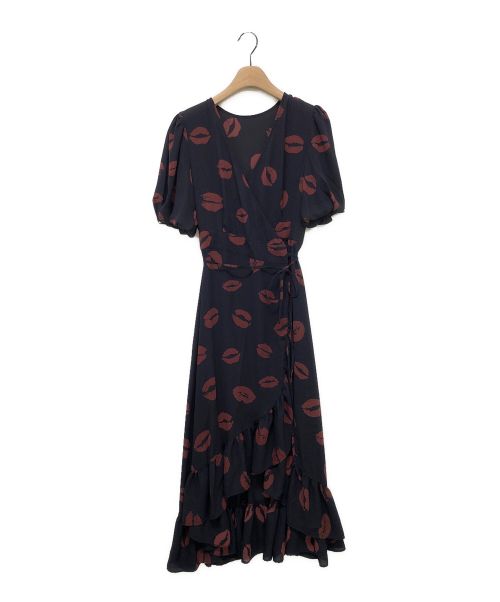 HER LIP TO（ハーリップトゥ）HER LIP TO (ハーリップトゥ) Lip-print Wrap Dress ネイビー サイズ:Freeの古着・服飾アイテム