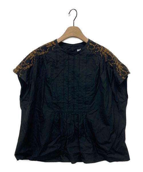 muuc（ムーク）muuc (ムーク) イラカ柄刺繍半袖ブラウス ブラック サイズ:02の古着・服飾アイテム