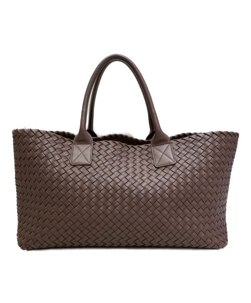 BOTTEGA VENETA（ボッテガベネタ）BOTTEGA VENETA (ボッテガベネタ) イントレチャートトートバッグ ブラウンの古着・服飾アイテム