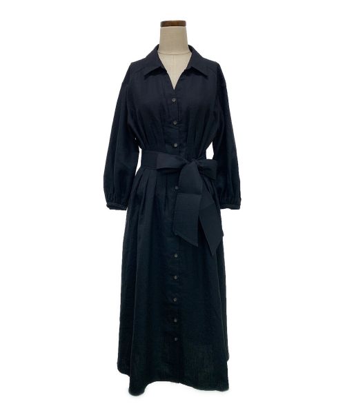 ANAYI（アナイ）ANAYI (アナイ) スラブツイルタックフレアワンピース ブラック サイズ:36の古着・服飾アイテム