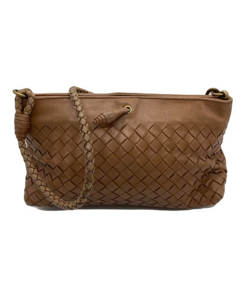 BOTTEGA VENETA（ボッテガベネタ）BOTTEGA VENETA (ボッテガベネタ) イントレチャート ミニハンドバッグ ブラウンの古着・服飾アイテム