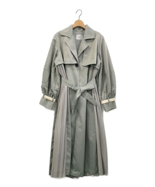 Ameri（アメリ）Ameri (アメリ) BALLOON SLEEVE PLEATS TRENCH グリーン サイズ:Fの古着・服飾アイテム