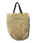 beautiful people (ビューティフルピープル) hairy fur leather name tote　ハンドバッグ ベージュ×ブラック：12800円