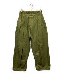 SAGE NATION（セイジ ネーション）の古着「BOX PLEAT TROUSERS」｜オリーブ