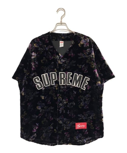 SUPREME（シュプリーム）SUPREME (シュプリーム) Floral Velour Baseball Jersey ブラック×パープル サイズ:Sの古着・服飾アイテム