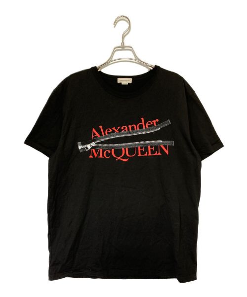 ALEXANDER McQUEEN（アレキサンダーマックイーン）ALEXANDER McQUEEN (アレキサンダーマックイーン) ZIP COTTON JERSEY T-SHIRT ブラック サイズ:SIZE XXLの古着・服飾アイテム