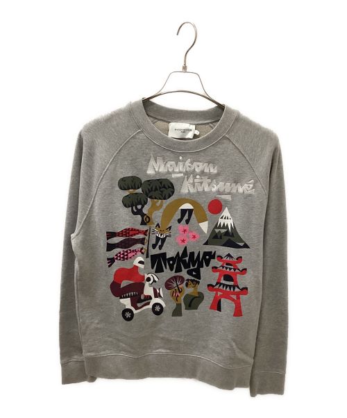 maison kitsune（メゾンキツネ）maison kitsune (メゾンキツネ) bill rebholz (ビル・レブホルツ) tokyo print sweatshirt グレー サイズ:Ⅿの古着・服飾アイテム