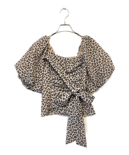 HER LIP TO（ハーリップトゥ）Her lip to (ハーリップトゥ) Garden Floral-print Ribbon Blouse ベージュ サイズ:SIZE M 未使用品の古着・服飾アイテム