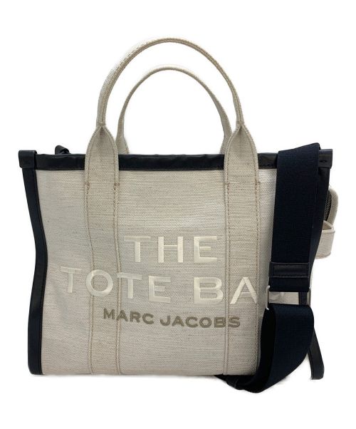 MARC JACOBS（マークジェイコブス）MARC JACOBS (マーク ジェイコブス) THE JACQUARD TOTE BAG MEDIUM アイボリー×ブラック サイズ:-の古着・服飾アイテム