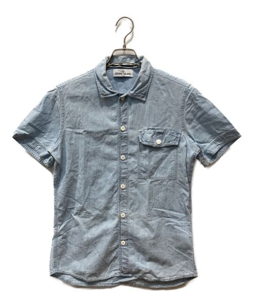 STONE ISLAND（ストーンアイランド）STONE ISLAND (ストーンアイランド) CHAMBRAY S/S SHIRT ブルー サイズ:Mの古着・服飾アイテム